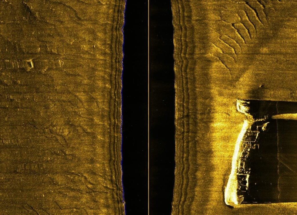Sonar scan showing HMS Bayano (Leo Fielding)