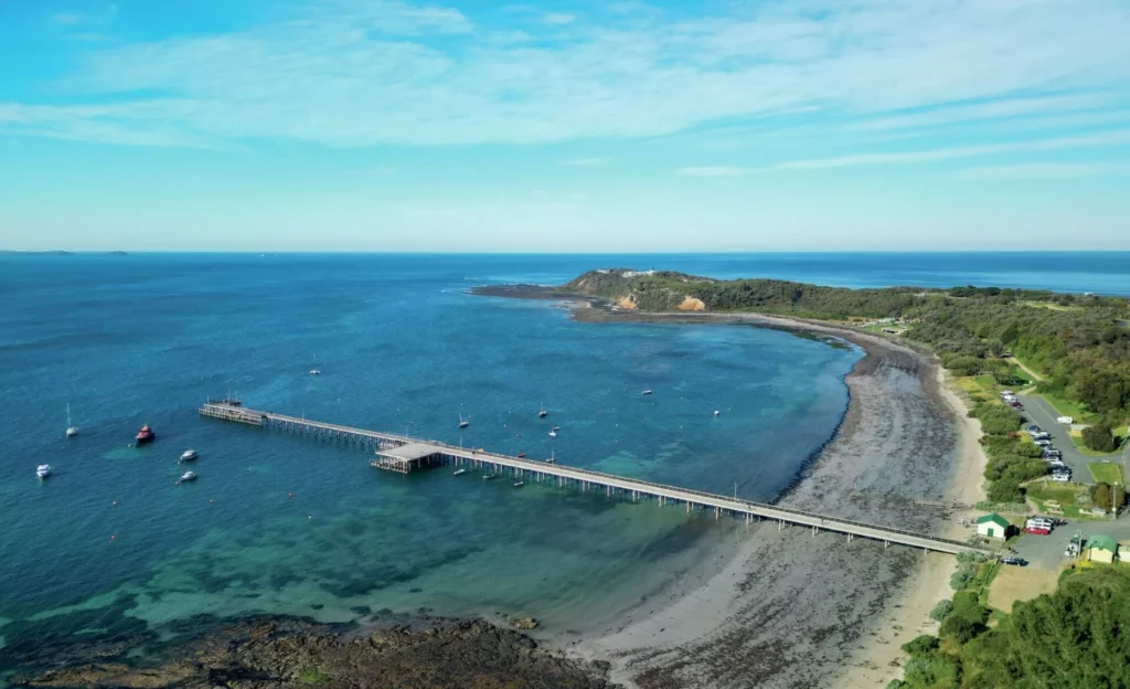 Flinders pier photographed from the air