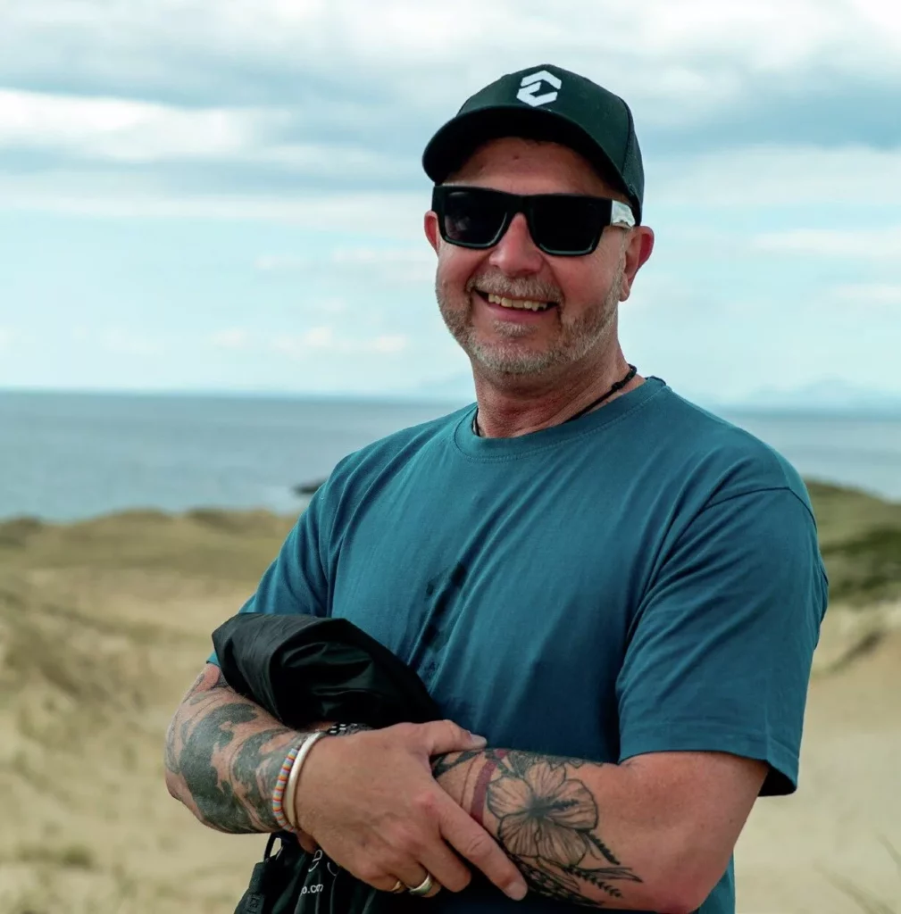 Happy Dean after a day diving off the beach