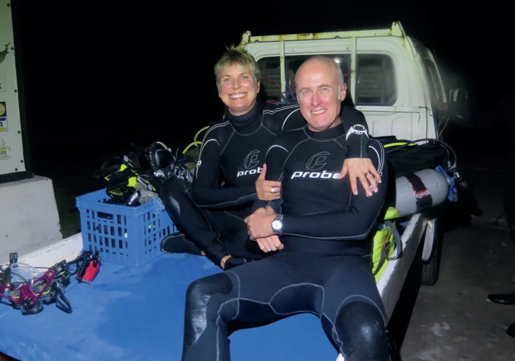 Nigel Marsh with his late wife and dive model Helen Rose