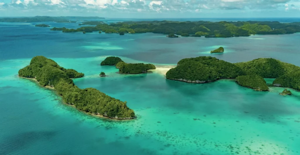 Palau's Rock Islands, a small part of the marine sanctuary, from the air