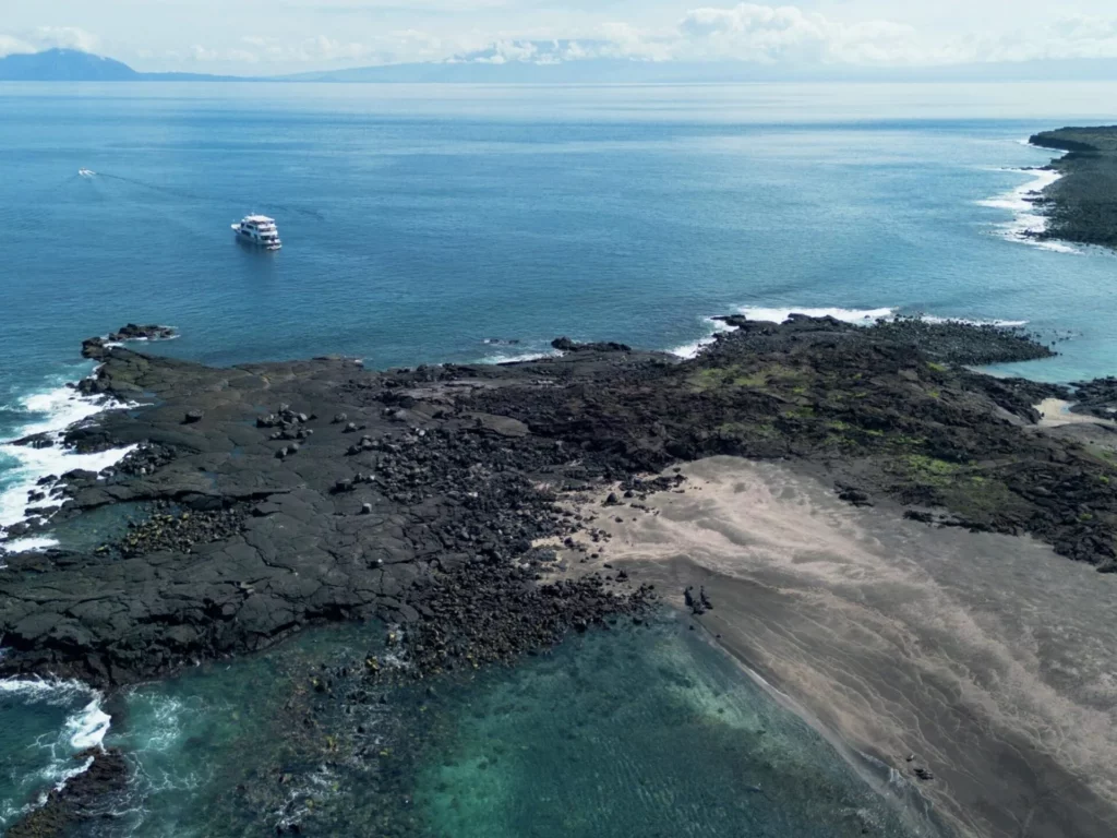 The Galapagos Islands volcanic landscape seen from the air