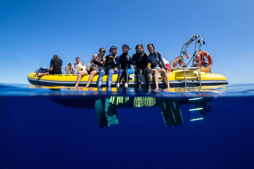 Azores devil rays shine in new doc 3 The underwater team in the Azores (Jasmine Corbett)