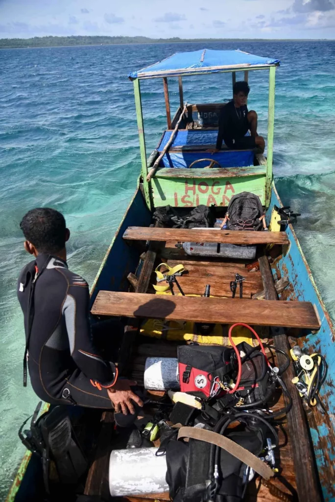 On the local dive-boat, Pulau Hoga