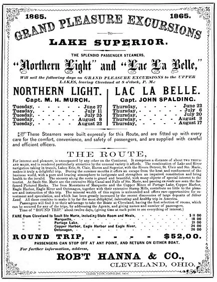Shipwreck-hunters take time to dive prime Lakes quarry 2 The Lac La Belle carried passengers to the ports of Houghton and Hancock in Michigan's Copper Country and returned with a hold full of copper ingots (Brendon Baillod Collection)