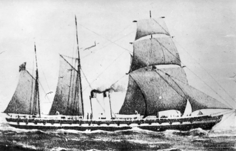 The 19th-century screw steamer City of Hobart under sail (State Library of Queensland)