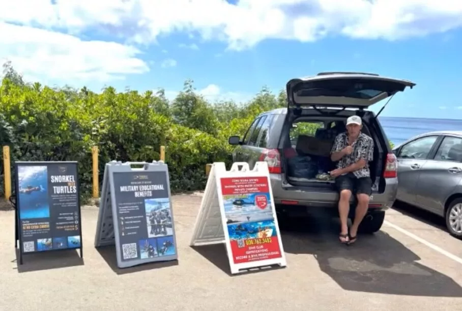 Dive-centre fined $10,000 for helicopter drops 3 Trident Adventures advertising activities including helicopter diving in Shark's Cove (DLNR)