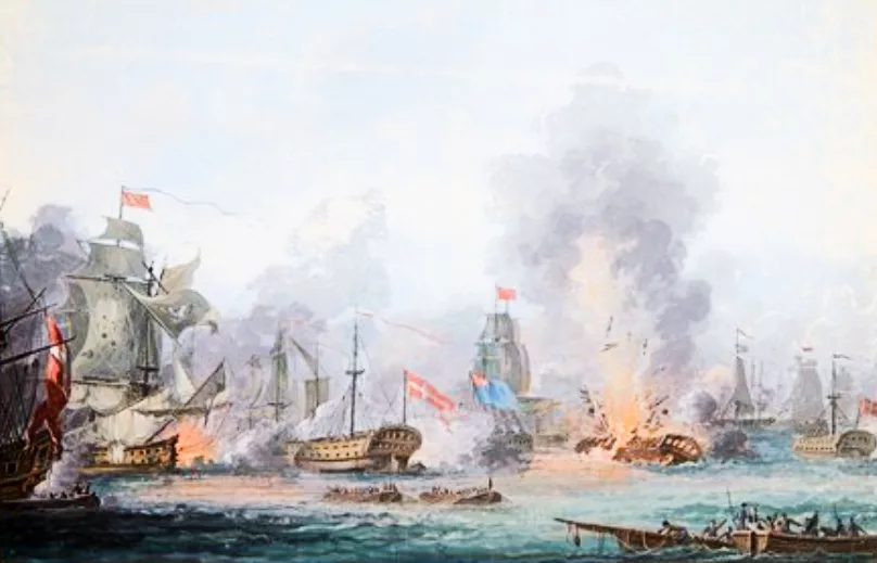 Explosion of the Dannebroge at the Battle of Copenhagen (Gustaf Bobert)