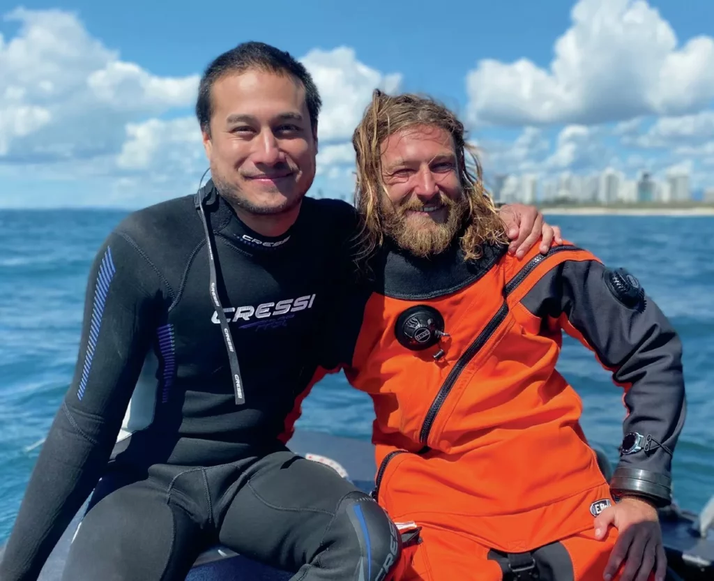 Diving with Harry Cottrell: The Rise of Gold Coast Dive Adventures 2 Business partners Seb Lovera and Harry Cottrell at their waterfront Gold Coast Dive Adventures centre.