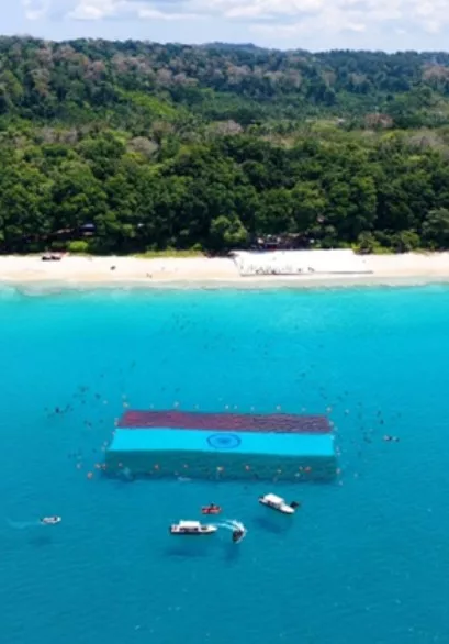 Aerial view of Radhanagar Beach 