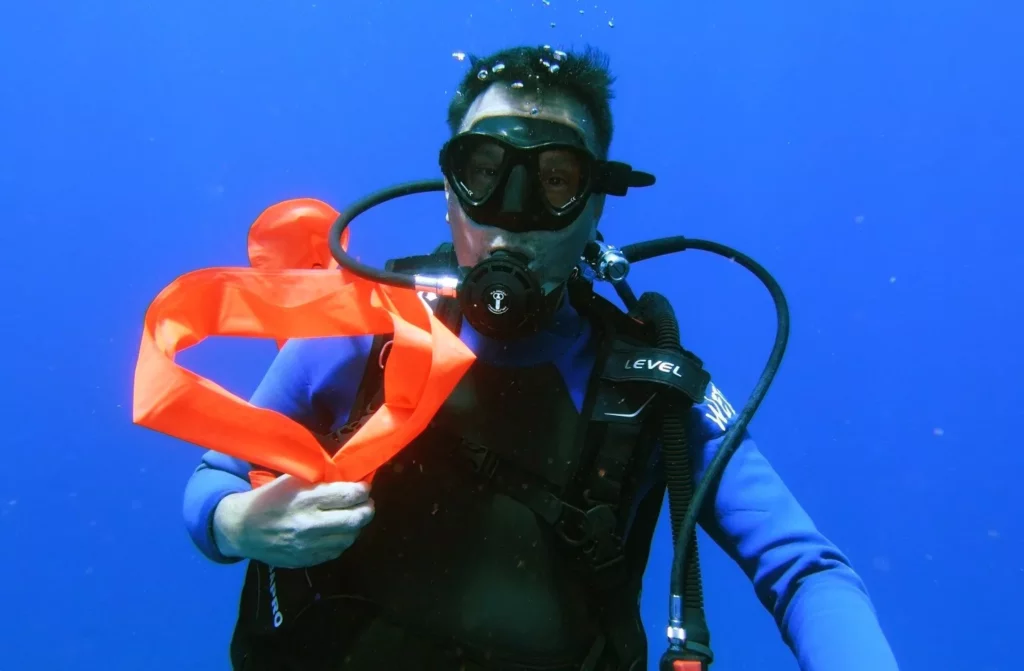 Diver preparing for the ascent