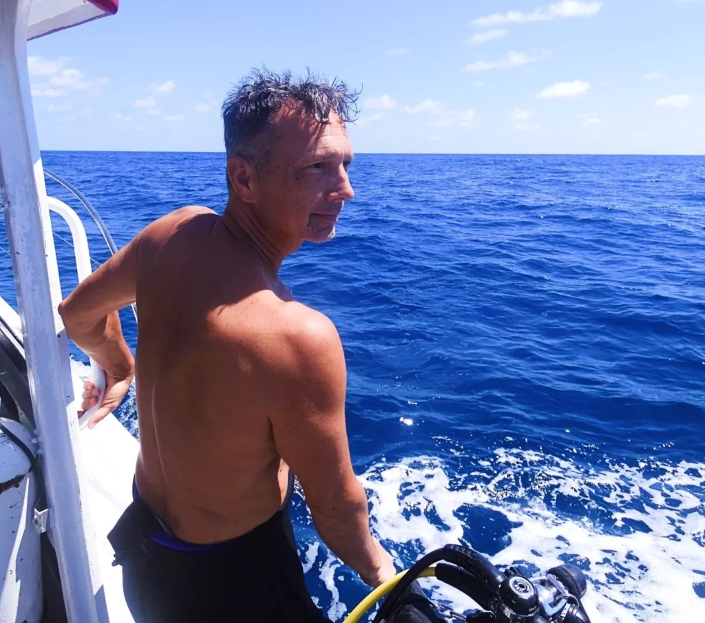 Gale Smith on the dive-boat