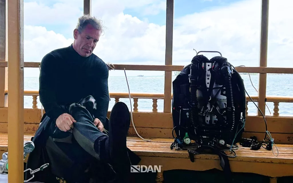 CCR recovery divers locate all 4 bodies in Maldives cave 1 Patrik Gronqvist on the dive-boat (DAN Europe)