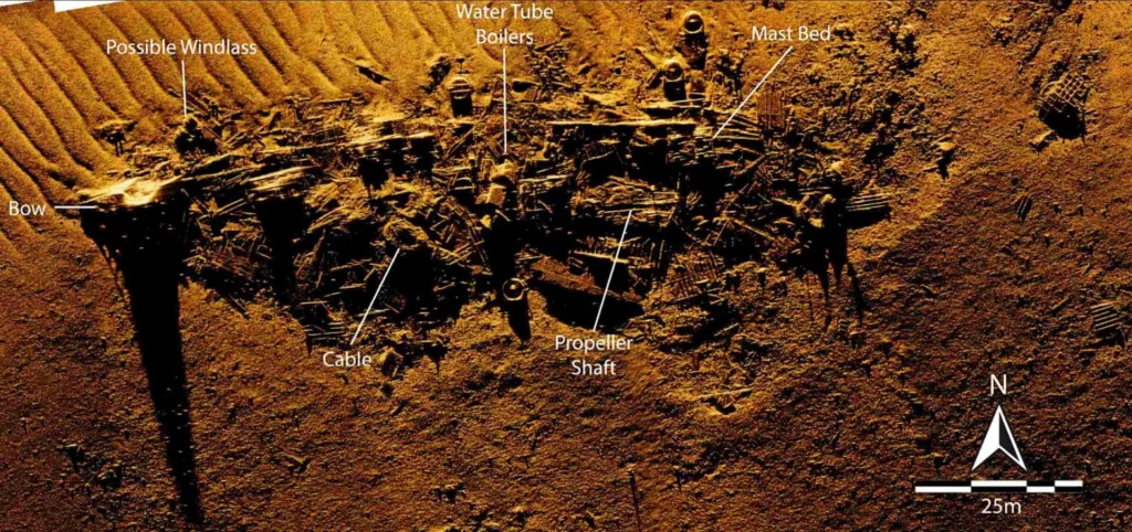WW2 shipwrecks from USA's only invaded territory revealed 7 Sonar imagery of the Dellwood