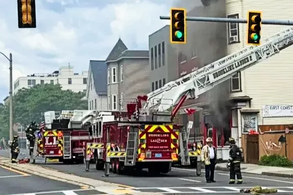 Fire-crews attend the scene at the East Coast Divers dive-centre