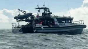 Transferring people from the dive-boat to a rescue vessel (Marine Rescue Point Danger)