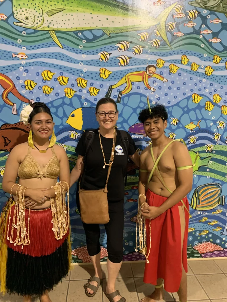 SPUMS26 Diveplanit s Deb Dickson Smith with the welcome party at Koror