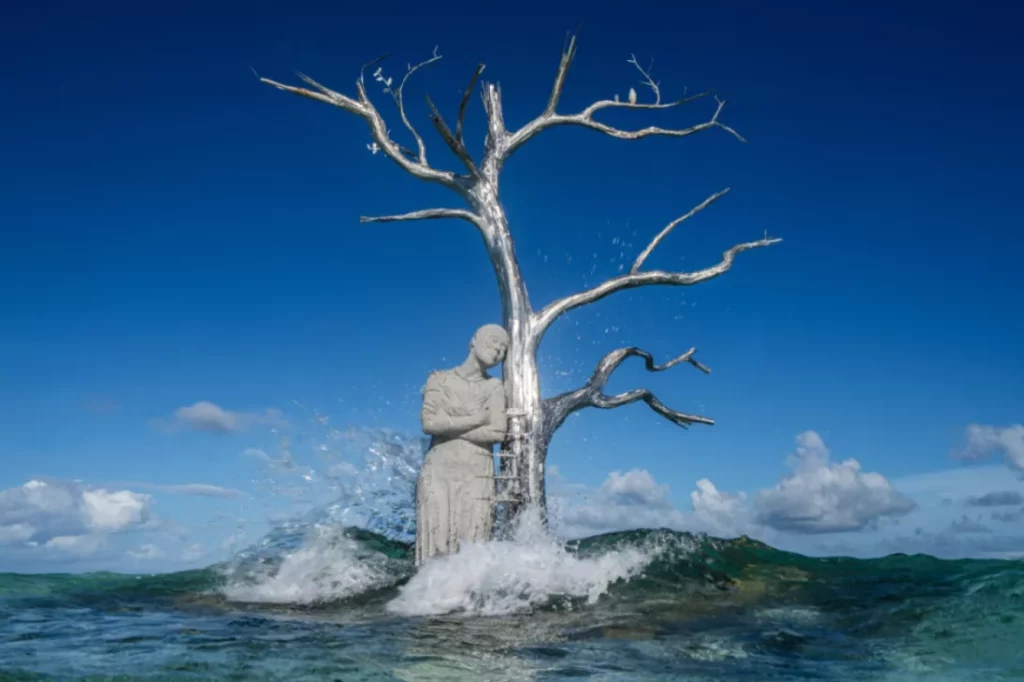 The Siren at high tide (Jason DeCaires Taylor)