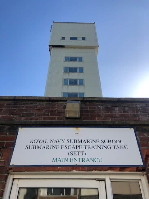 Goodbye to Gosport's iconic SETT 2 Royal navy submarine school. Submarine Escape Training Tank (SETT) - Main Entrance