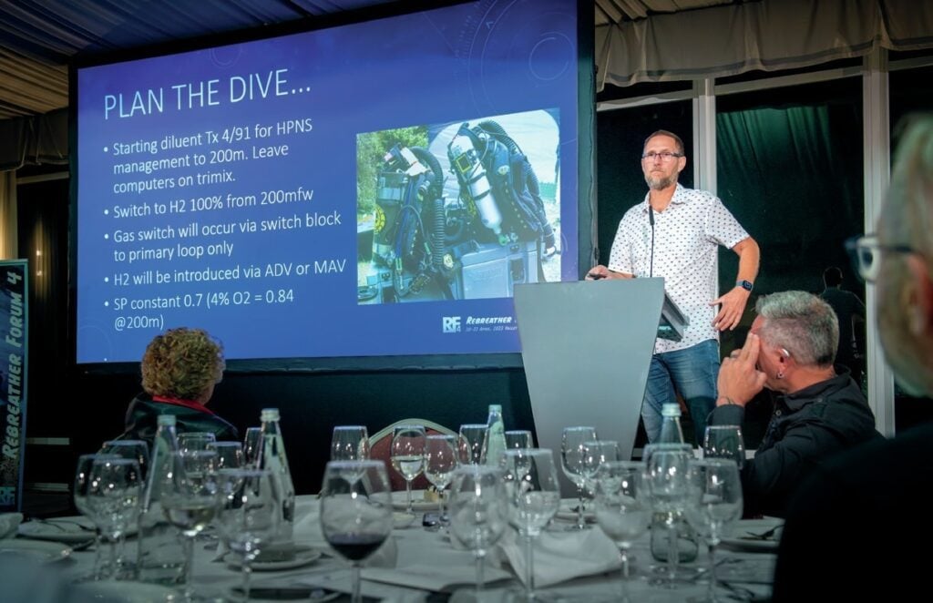 Keynote speaker Richard Harris wowed all as he recounted his hydrogen dive to 230m