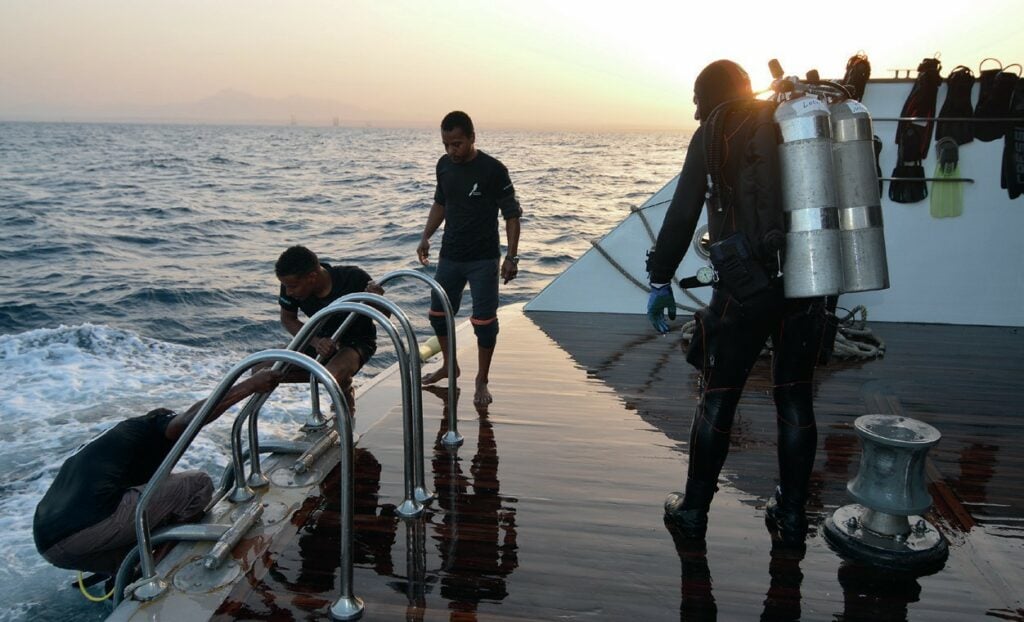 On the dive deck