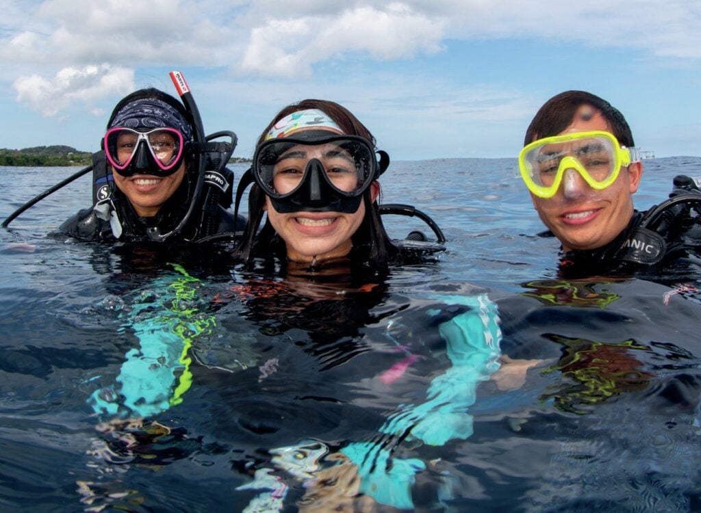 Happy divers
