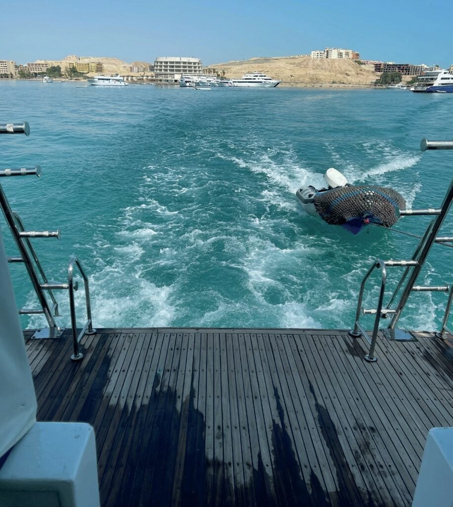 Heading out on Red Sea dayboat for diving from Hurghada Egypt