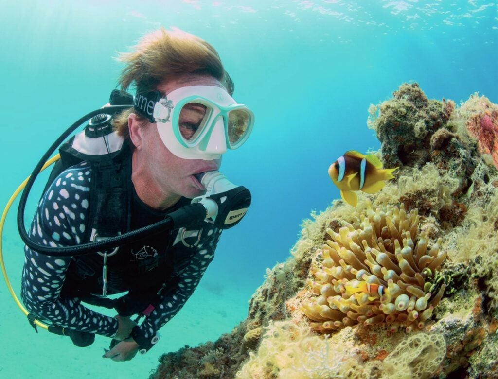 Diver and beautiful fish