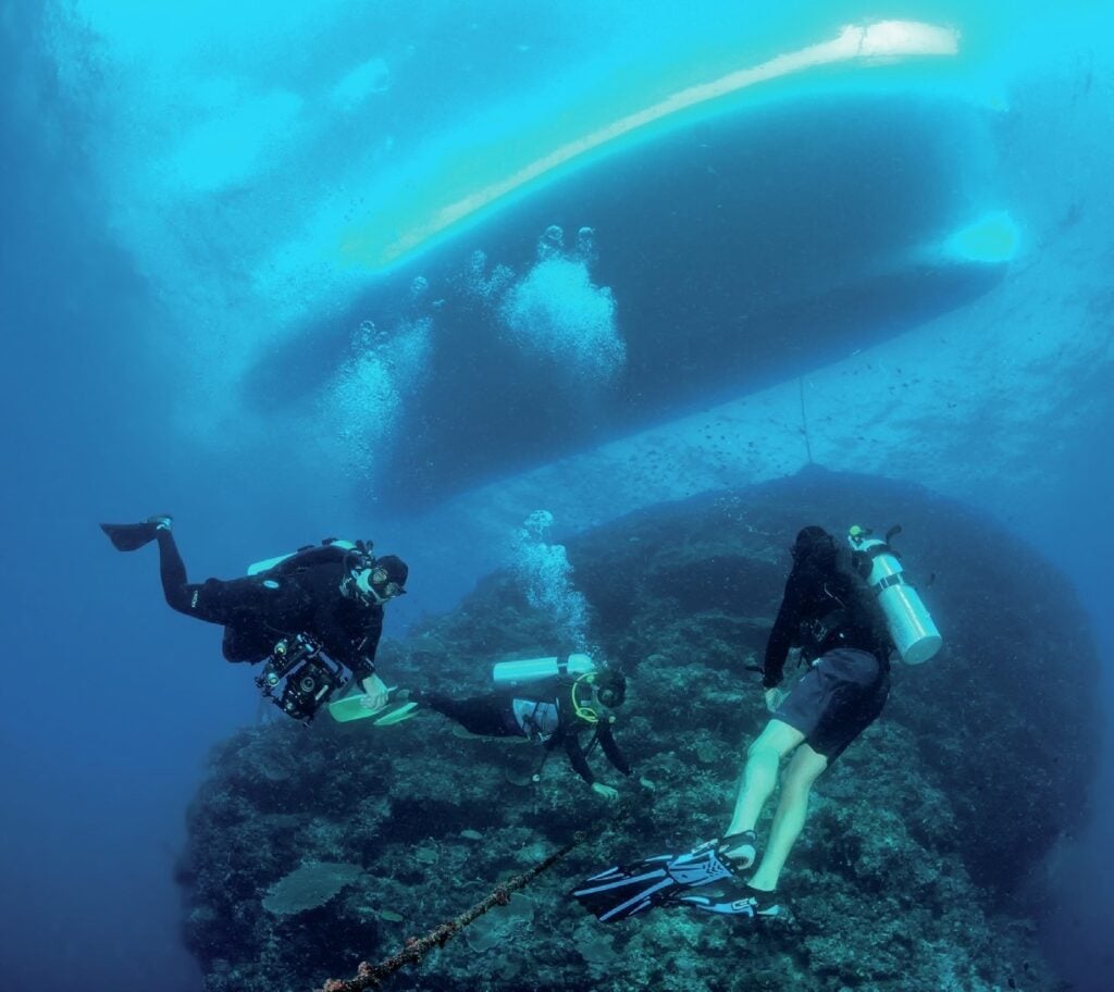 Diving New Britain's Fathers Reefs 11 Under the dive boat